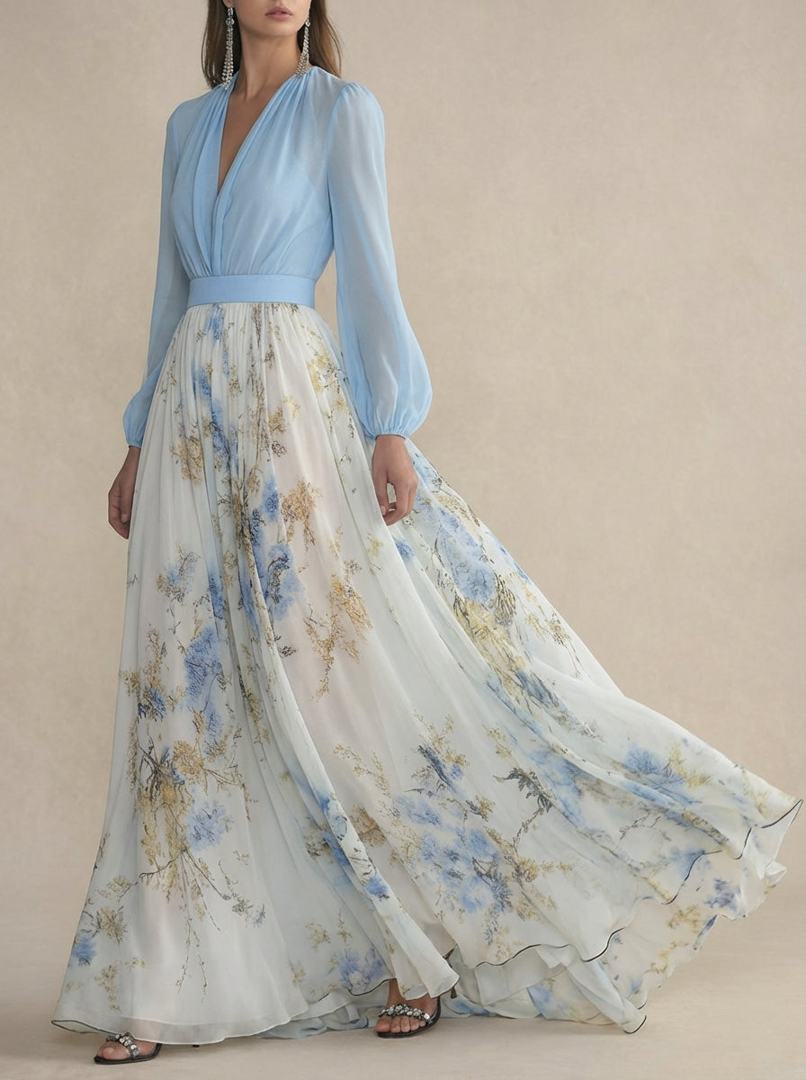 Vera – virágszoknyás sifon maxiruha