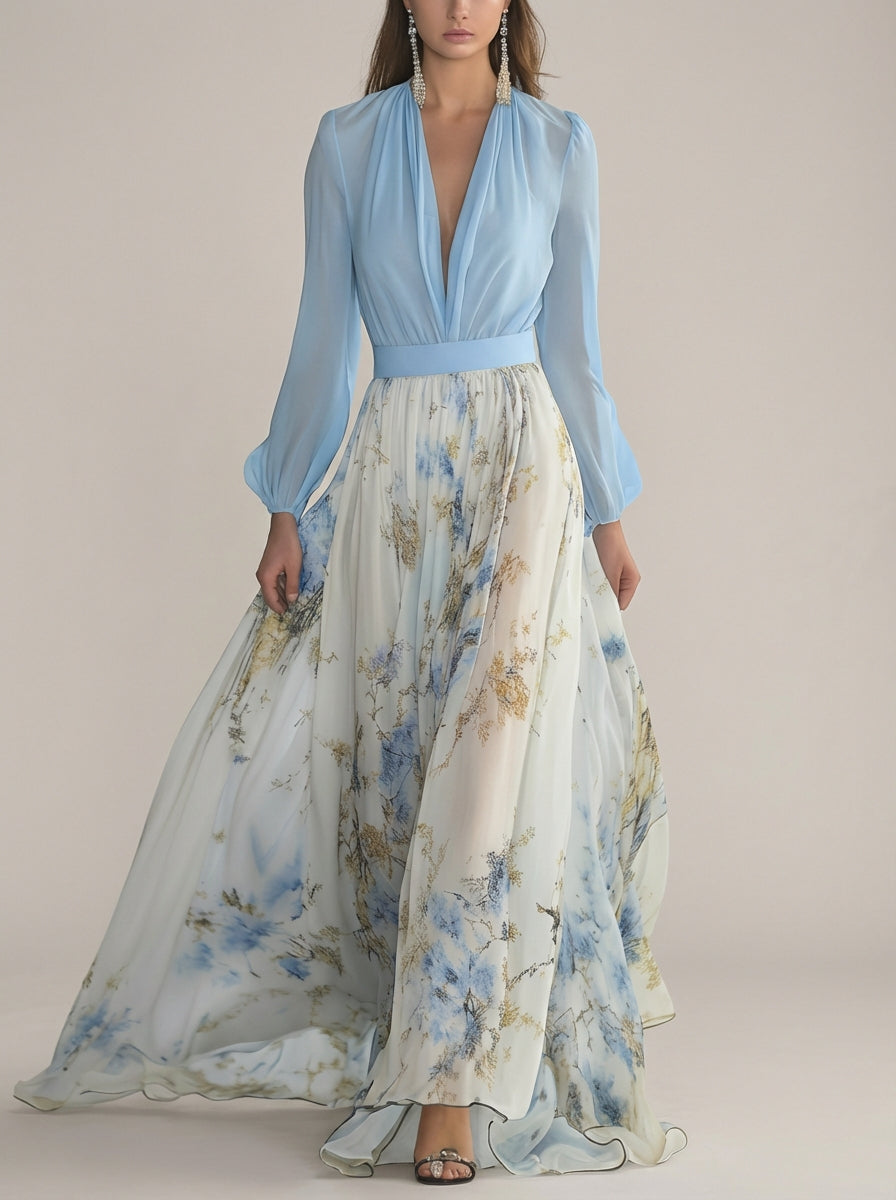 Vera – virágszoknyás sifon maxiruha