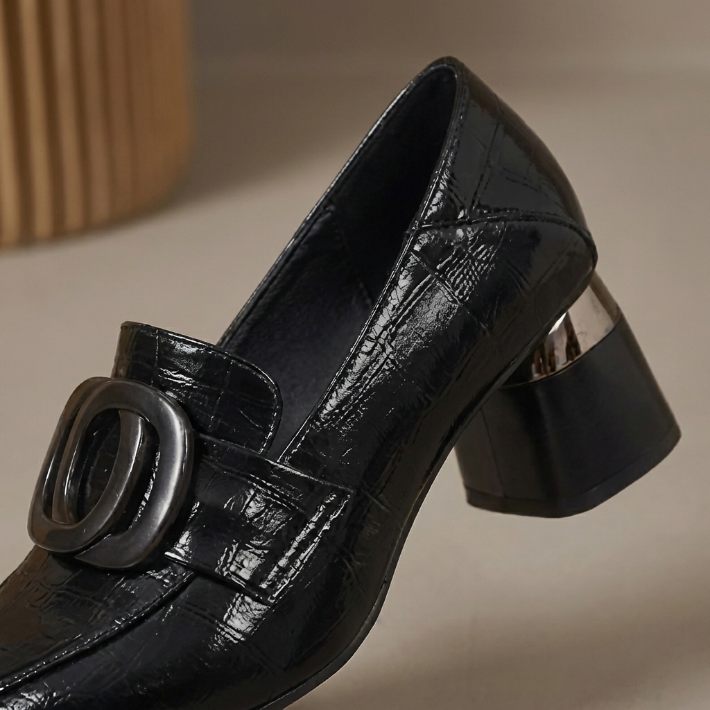 Kim - Bőr Loafer Sarkú Cipők