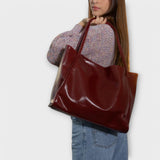 Bianka – fényes bőr shopper táska