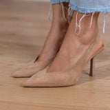 Anna - Nude színű slingback magassarkú, vékony sarokkal