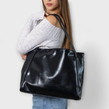 Bianka – fényes bőr shopper táska